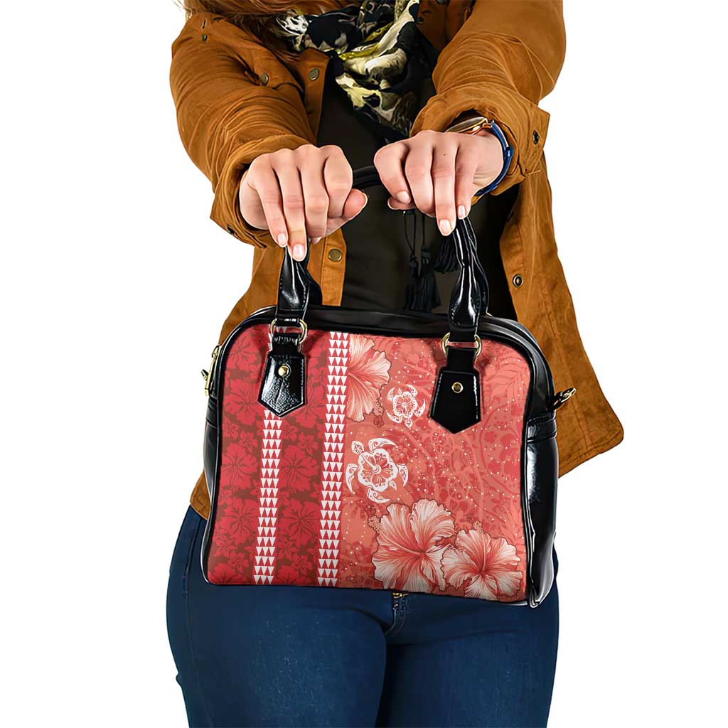 Red Hibiscus Turle Shoulder Handbag Hawaiian Style Tribal Tapa Pattern LT9 One Size Red - Polynesian Pride