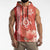 Red Hibiscus Turle Sleeveless Hoodie Hawaiian Style Tribal Tapa Pattern - Polynesian Pride