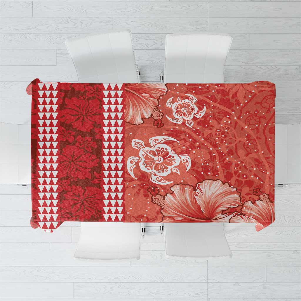 Red Hibiscus Turle Tablecloth Hawaiian Style Tribal Tapa Pattern LT9 Red - Polynesian Pride