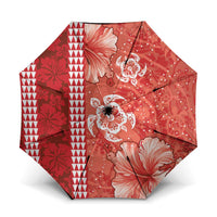 Red Hibiscus Turle Umbrella Hawaiian Style Tribal Tapa Pattern - Polynesian Pride