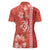 Red Hibiscus Turle Women Polo Shirt Hawaiian Style Tribal Tapa Pattern