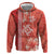 Red Hibiscus Turle Zip Hoodie Hawaiian Style Tribal Tapa Pattern