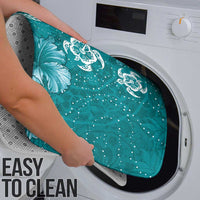 Teal Hibiscus Turle Bathroom Set Hawaiian Style Tribal Tapa Pattern - Polynesian Pride