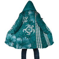 Teal Hibiscus Turle Cloak Hawaiian Style Tribal Tapa Pattern - Polynesian Pride