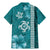 Teal Hibiscus Turle Family Matching Mermaid Dress and Hawaiian Shirt Hawaiian Style Tribal Tapa Pattern