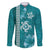 Teal Hibiscus Turle Family Matching Off Shoulder Short Dress and Hawaiian Shirt Hawaiian Style Tribal Tapa Pattern