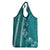 Teal Hibiscus Turle Grocery Bag Hawaiian Style Tribal Tapa Pattern