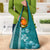 Teal Hibiscus Turle Grocery Bag Hawaiian Style Tribal Tapa Pattern