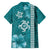 Teal Hibiscus Turle Hawaiian Shirt Hawaiian Style Tribal Tapa Pattern