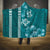 Teal Hibiscus Turle Hooded Blanket Hawaiian Style Tribal Tapa Pattern