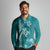 Teal Hibiscus Turle Long Sleeve Polo Shirt Hawaiian Style Tribal Tapa Pattern