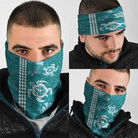 Teal Hibiscus Turle Neck Gaiter Hawaiian Style Tribal Tapa Pattern - Polynesian Pride