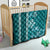 Teal Hibiscus Turle Quilt Hawaiian Style Tribal Tapa Pattern