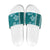 Teal Hibiscus Turle Slide Sandals Hawaiian Style Tribal Tapa Pattern - Polynesian Pride