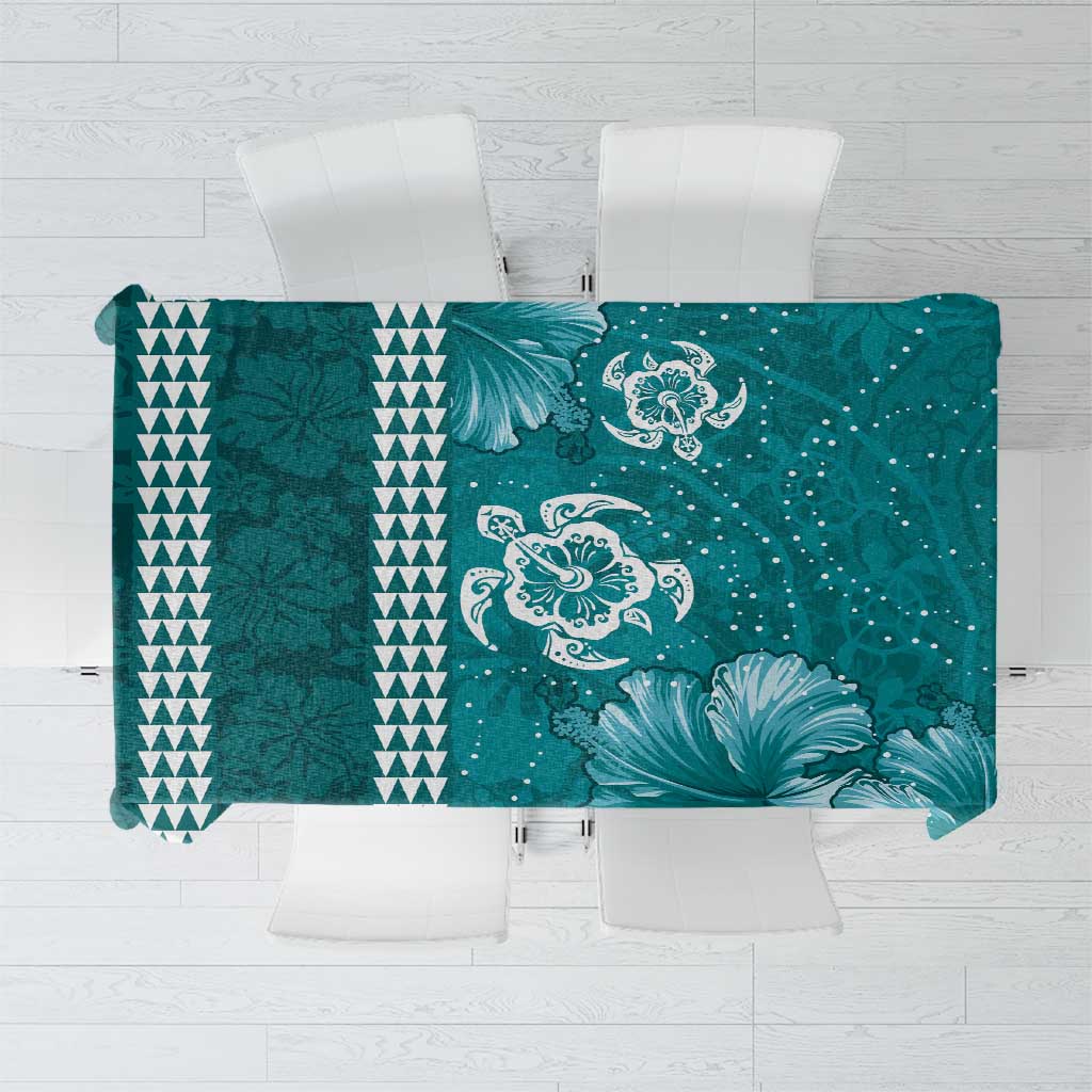 Teal Hibiscus Turle Tablecloth Hawaiian Style Tribal Tapa Pattern LT9 Teal - Polynesian Pride