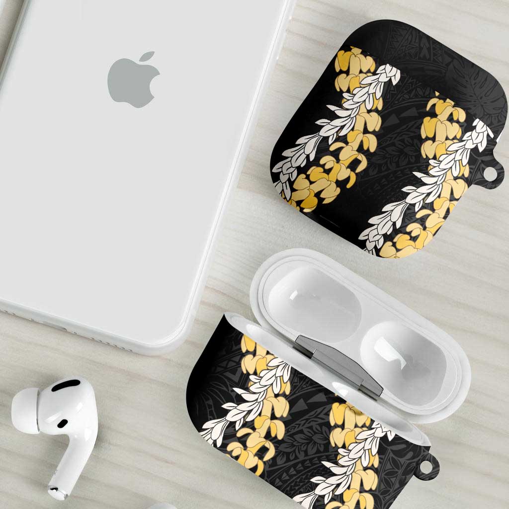 Puakenikeni and Maile Lei AirPods Case Black Double Strand Lei - Polynesian Pride