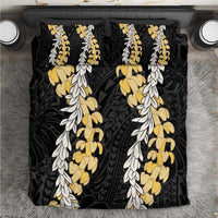 Puakenikeni and Maile Lei Bedding Set Black Double Strand Lei