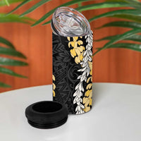 Puakenikeni and Maile Lei 4 in 1 Can Cooler Tumbler Black Double Strand Lei
