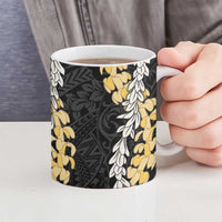 Puakenikeni and Maile Lei Ceramic Mug Black Double Strand Lei - Polynesian Pride