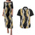 Puakenikeni and Maile Lei Couples Matching Puletasi and Hawaiian Shirt Black Double Strand Lei