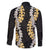Puakenikeni and Maile Lei Family Matching Off Shoulder Short Dress and Hawaiian Shirt Black Double Strand Lei