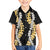 Puakenikeni and Maile Lei Family Matching Off Shoulder Short Dress and Hawaiian Shirt Black Double Strand Lei