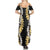 Puakenikeni and Maile Lei Family Matching Summer Maxi Dress and Hawaiian Shirt Black Double Strand Lei