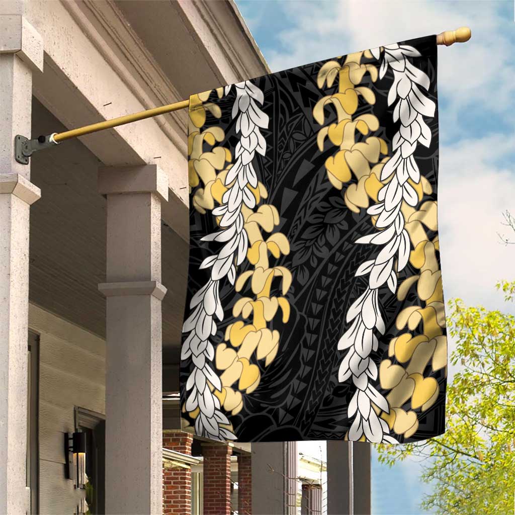 Puakenikeni and Maile Lei Garden Flag Black Double Strand Lei