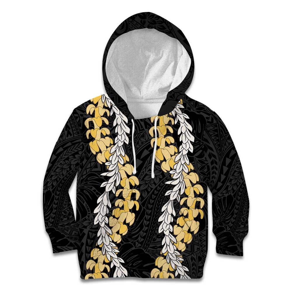 Puakenikeni and Maile Lei Kid Hoodie Black Double Strand Lei