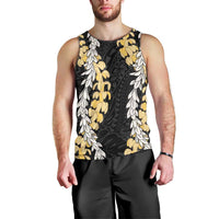 Puakenikeni and Maile Lei Men Tank Top Black Double Strand Lei