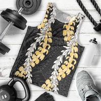 Puakenikeni and Maile Lei Men Tank Top Black Double Strand Lei