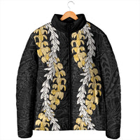 Puakenikeni and Maile Lei Padded Jacket Black Double Strand Lei - Polynesian Pride