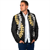 Puakenikeni and Maile Lei Padded Jacket Black Double Strand Lei - Polynesian Pride