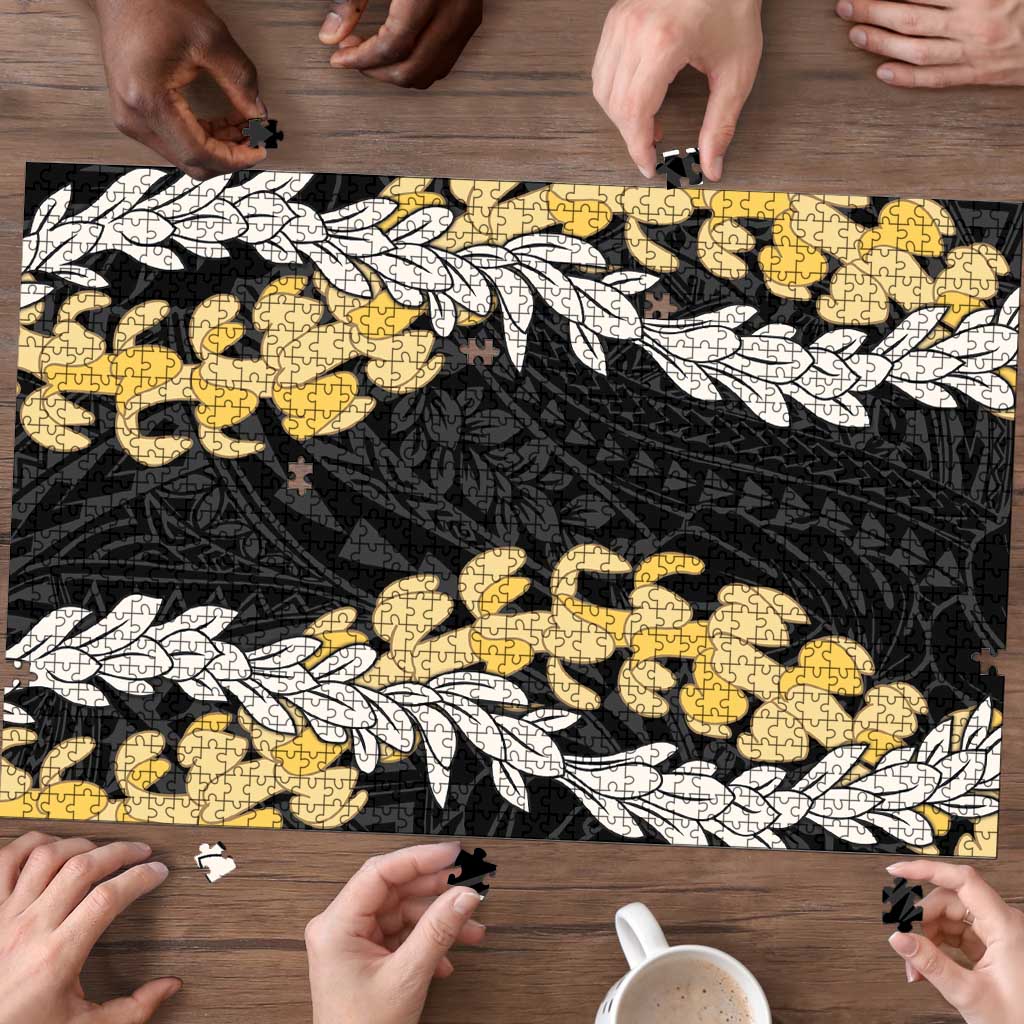 Puakenikeni and Maile Lei Puzzle Black Double Strand Lei - Polynesian Pride