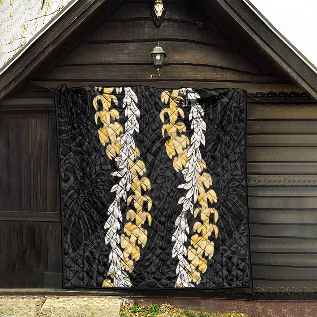Puakenikeni and Maile Lei Quilt Black Double Strand Lei