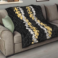 Puakenikeni and Maile Lei Quilt Black Double Strand Lei