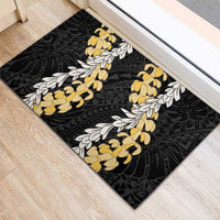 Puakenikeni and Maile Lei Rubber Doormat Black Double Strand Lei