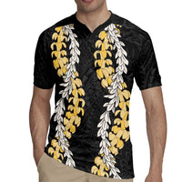 Puakenikeni and Maile Lei Rugby Jersey Black Double Strand Lei