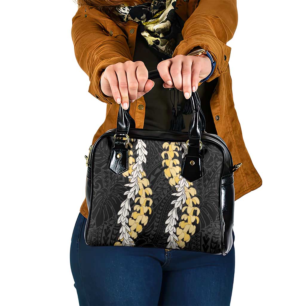 Puakenikeni and Maile Lei Shoulder Handbag Black Double Strand Lei LT9 One Size Black - Polynesian Pride