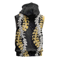 Puakenikeni and Maile Lei Sleeveless Hoodie Black Double Strand Lei LT9 - Polynesian Pride
