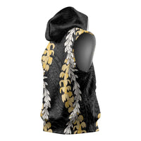 Puakenikeni and Maile Lei Sleeveless Hoodie Black Double Strand Lei LT9 - Polynesian Pride