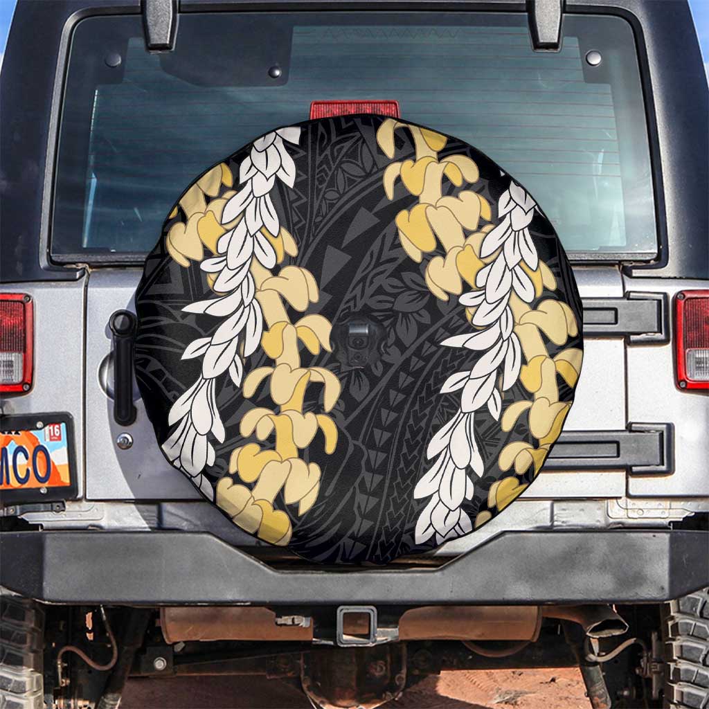 Puakenikeni and Maile Lei Spare Tire Cover Black Double Strand Lei LT9 Black - Polynesian Pride