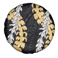 Puakenikeni and Maile Lei Spare Tire Cover Black Double Strand Lei