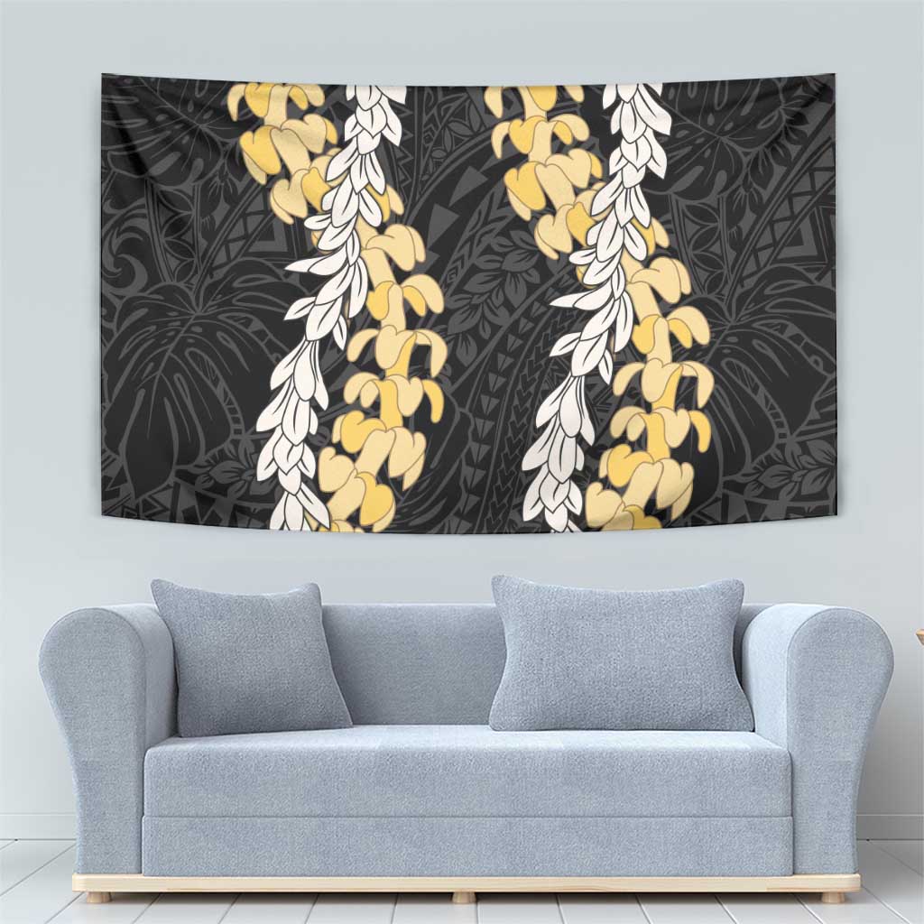 Puakenikeni and Maile Lei Tapestry Black Double Strand Lei