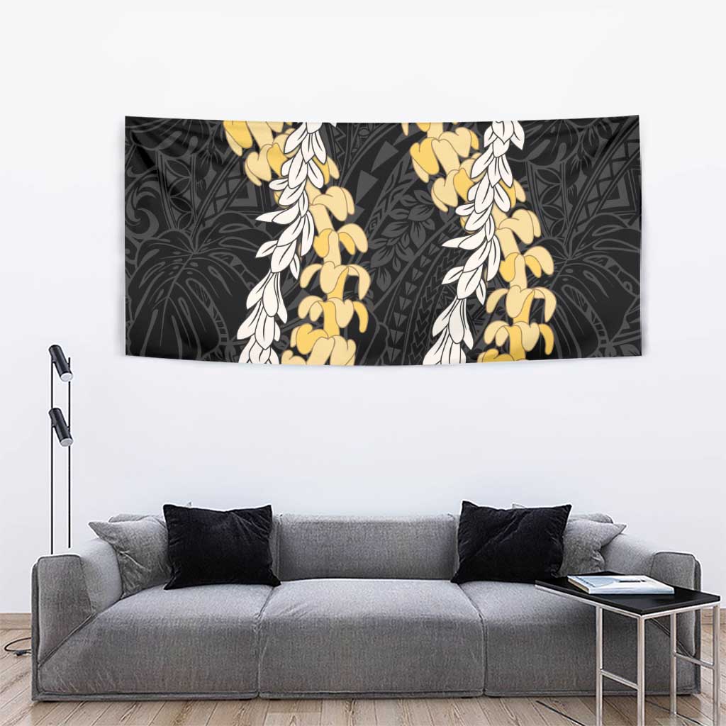 Puakenikeni and Maile Lei Tapestry Black Double Strand Lei