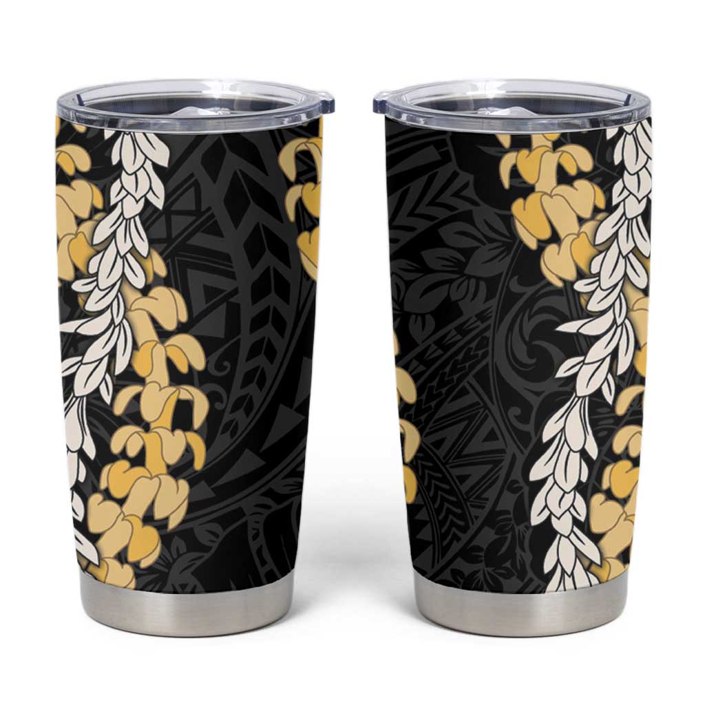 Puakenikeni and Maile Lei Tumbler Cup Black Double Strand Lei