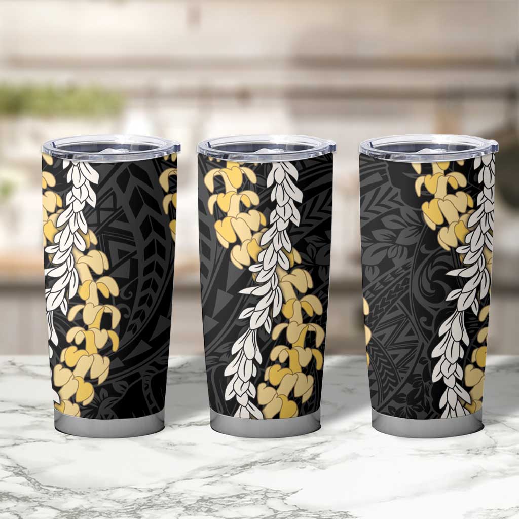 Puakenikeni and Maile Lei Tumbler Cup Black Double Strand Lei