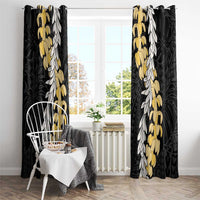 Puakenikeni and Maile Lei Window Curtain Black Double Strand Lei
