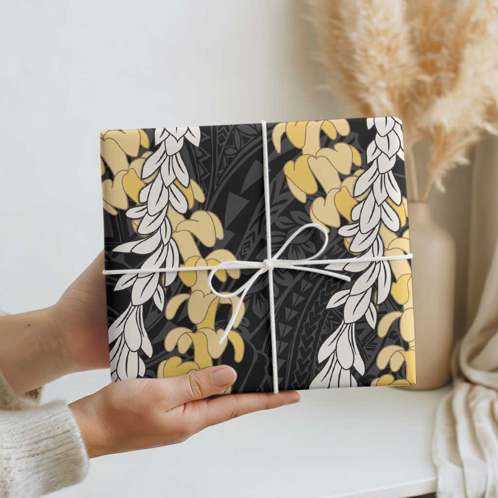 Puakenikeni and Maile Lei Wrapping Paper Black Double Strand Lei - Polynesian Pride