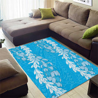 Puakenikeni and Maile Lei Area Rug Blue Double Strand Lei